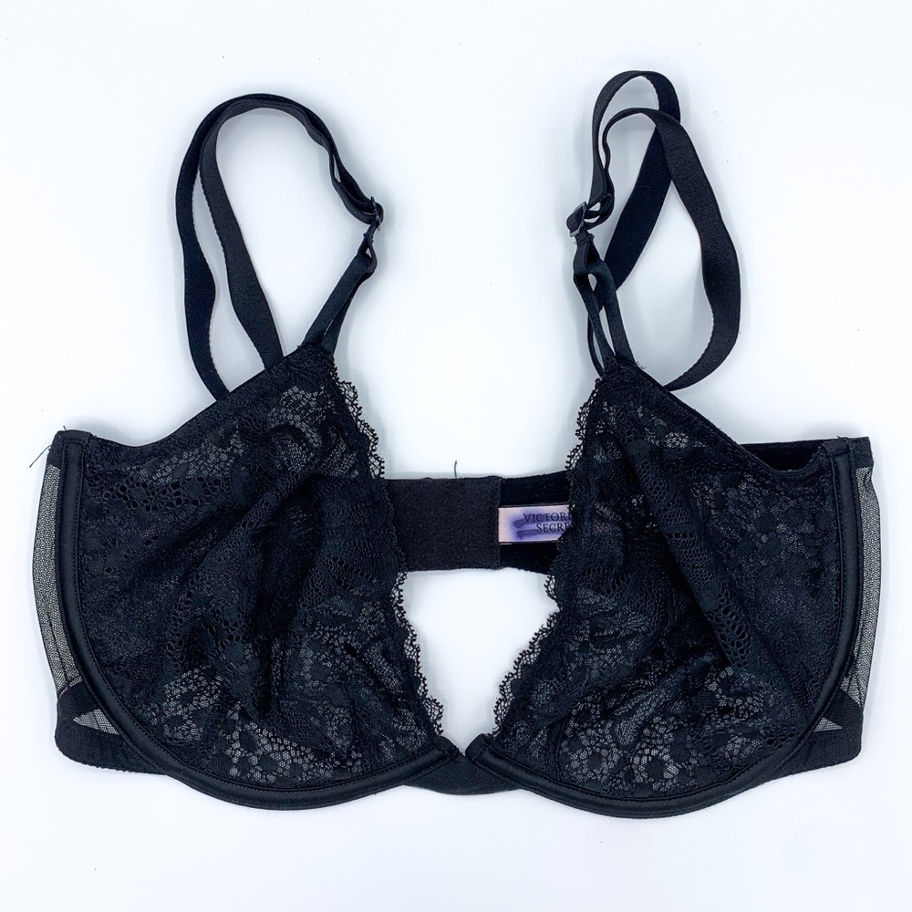 36DD Victoria's Secret Black Lace Unlined Demi Bra